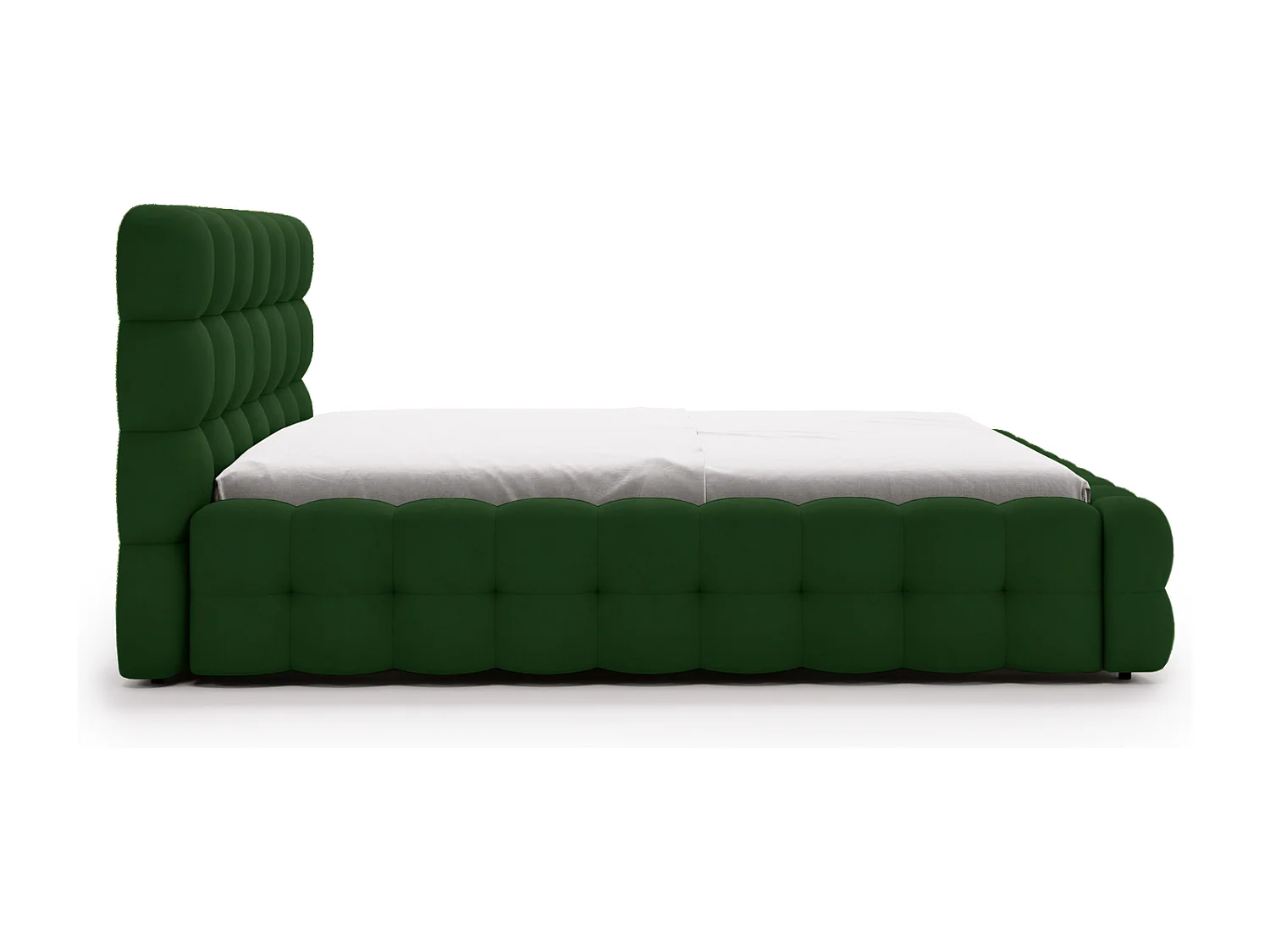 Emporius Lit capitoné Parlas Bis - Lit double 140x200 avec Sommier à Lattes, Rangement - tissu Velvet Vert (Amor Velvet 4311)