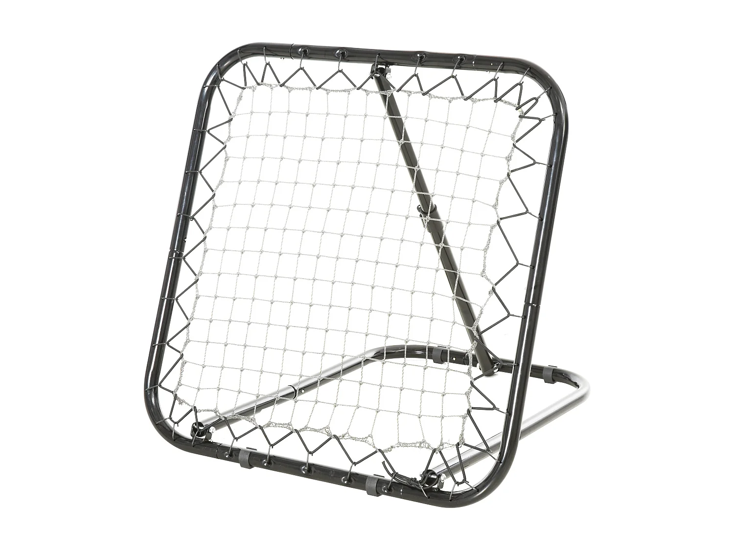 Filet de rebond de football pliable - inclinaison réglable 5 positions - dim. 84L x 78l x 78H cm - piquets d'ancrage inclus filet PE blanc métal époxy noir