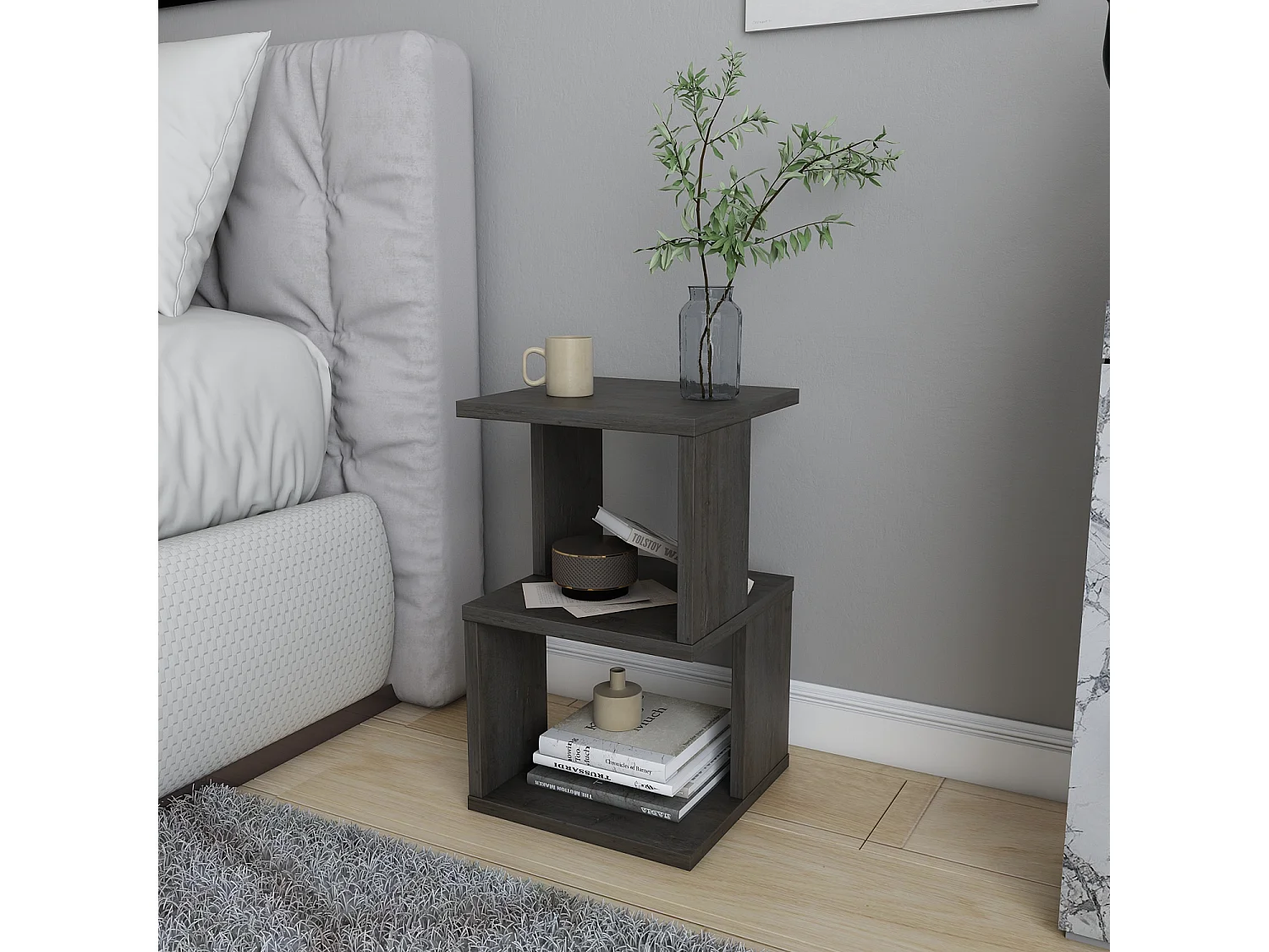 Table de chevet Carter , Etagères ouvertes, table d'appoint (Wenge)