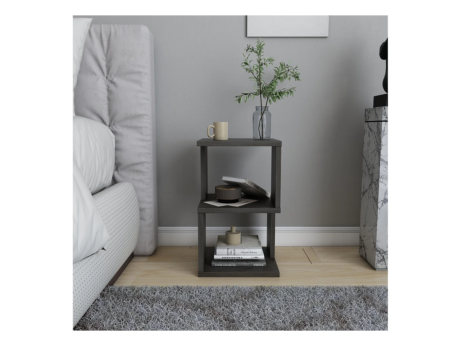 Table de chevet Carter , Etagères ouvertes, table d'appoint (Wenge)