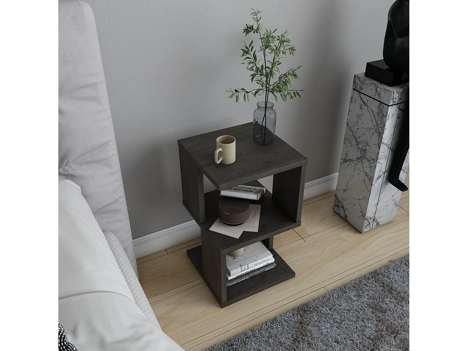 Table de chevet Carter , Etagères ouvertes, table d'appoint (Wenge)