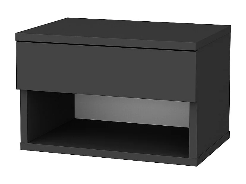 Table de chevet flottante Jamot avec tiroir et étagère ouverte (Anthracite)