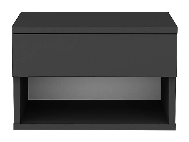 Table de chevet flottante Jamot avec tiroir et étagère ouverte (Anthracite)