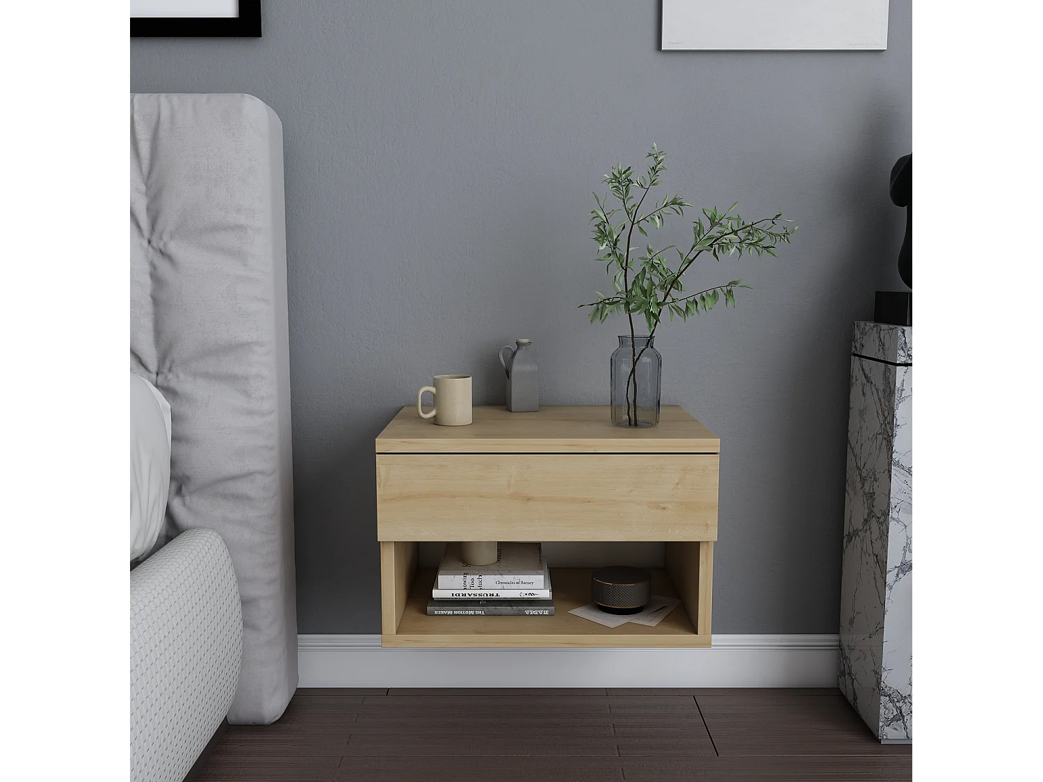 Decorotika Jamot Floating Nightstand - 44,5 cm W x 29 cm H x  31,7 cm D