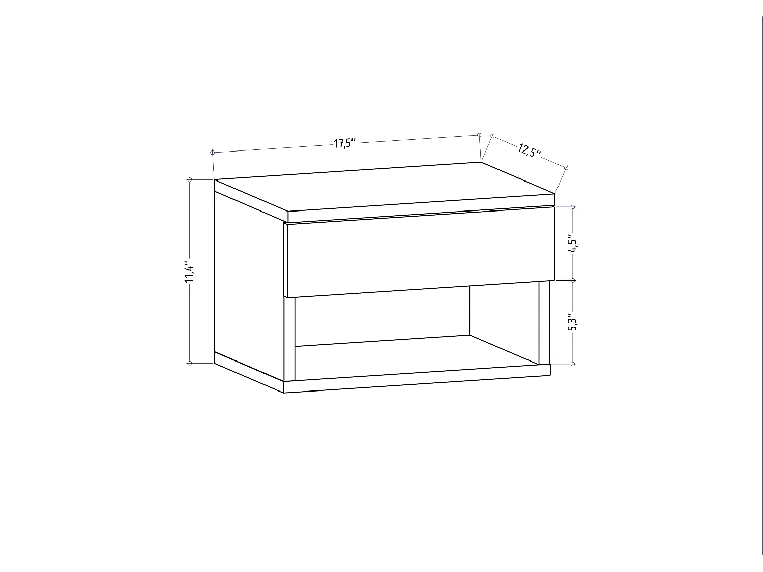 Decorotika Jamot Floating Nightstand - 44,5 cm W x 29 cm H x  31,7 cm D