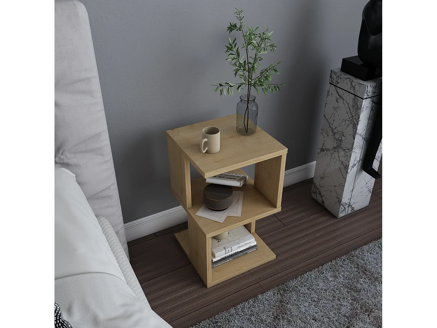 Table de chevet Carter , Etagères ouvertes, table d'appoint (Chêne)
