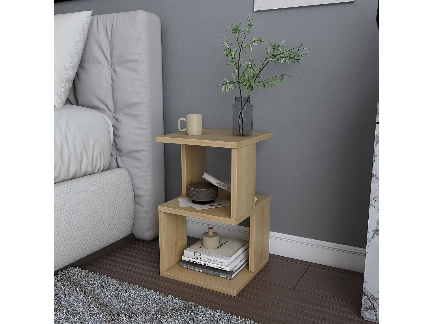 Table de chevet Carter , Etagères ouvertes, table d'appoint (Chêne)