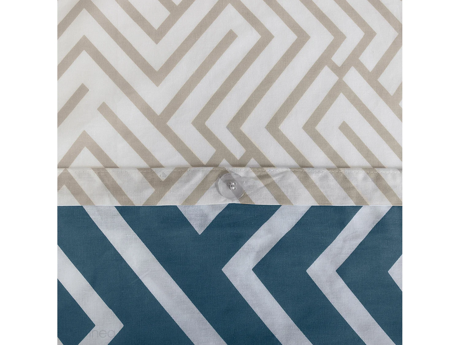 Parure de lit 260x240 cm pur coton PHOSY motif géométrique bleu 3 pièces