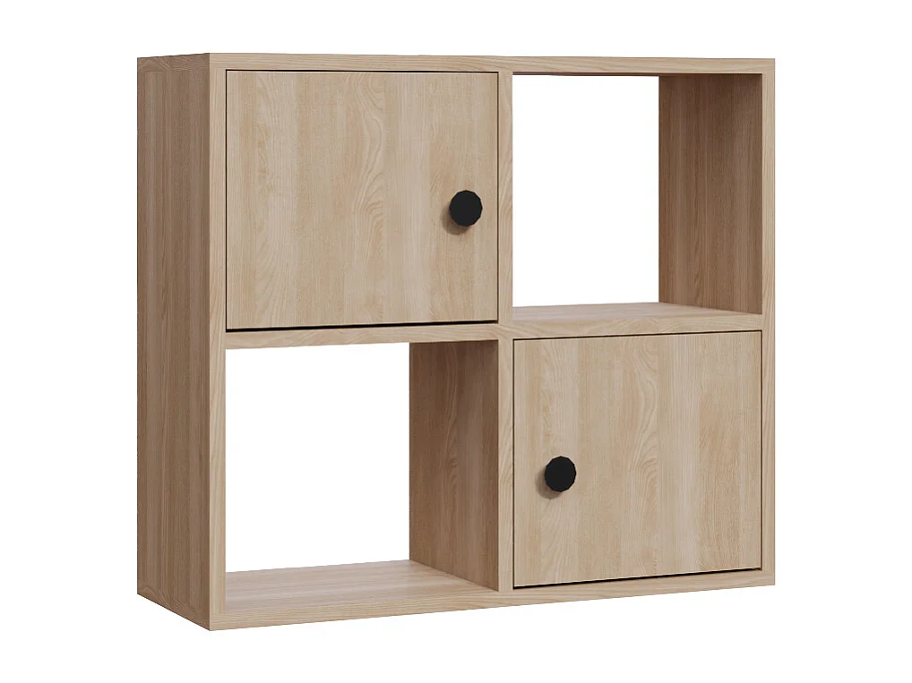 Bibliothèque Tuttle minimaliste avec deux étageres et deux armoires 63 cm H  (Chêne)