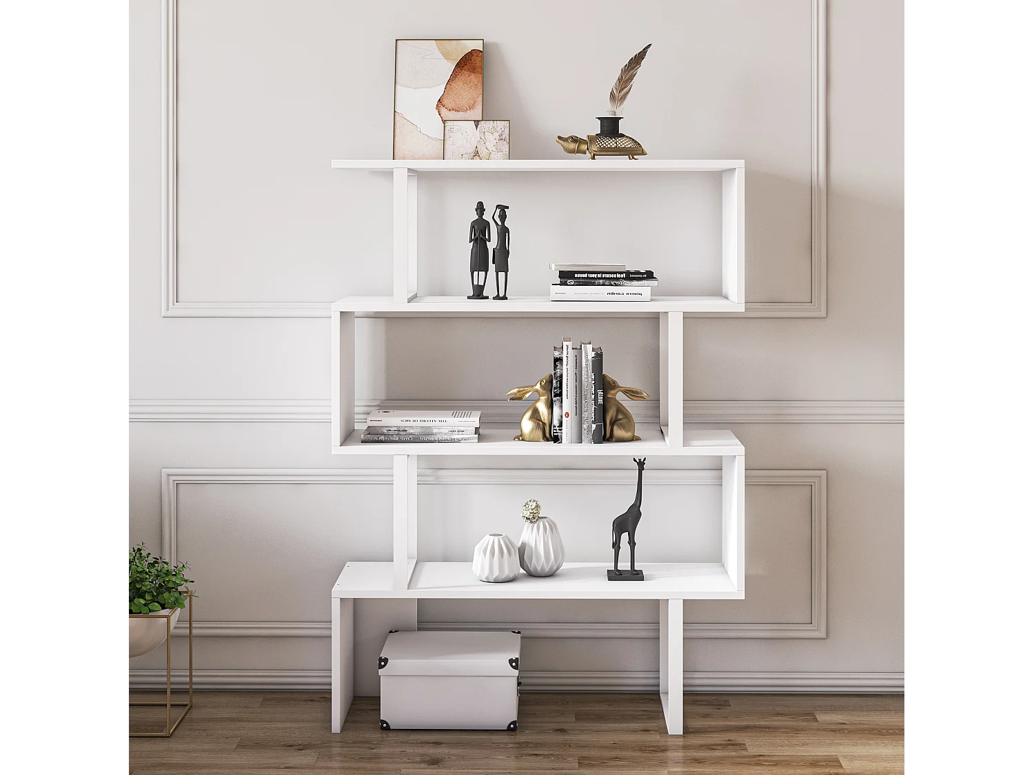 Decorotika Adriana Bookcase with Metal Frame - 90 cm W x 120 cm H x 30 cm D