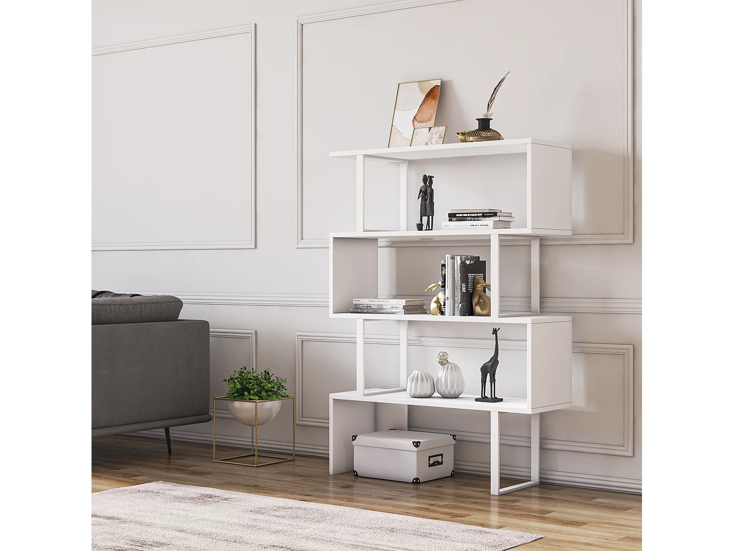 Decorotika Adriana Bookcase with Metal Frame - 90 cm W x 120 cm H x 30 cm D