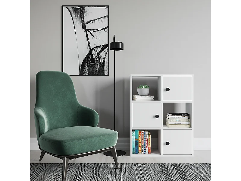 Bibliothèque Tilton 94 cm Armoires et Etagères ouvertes (Blanc)