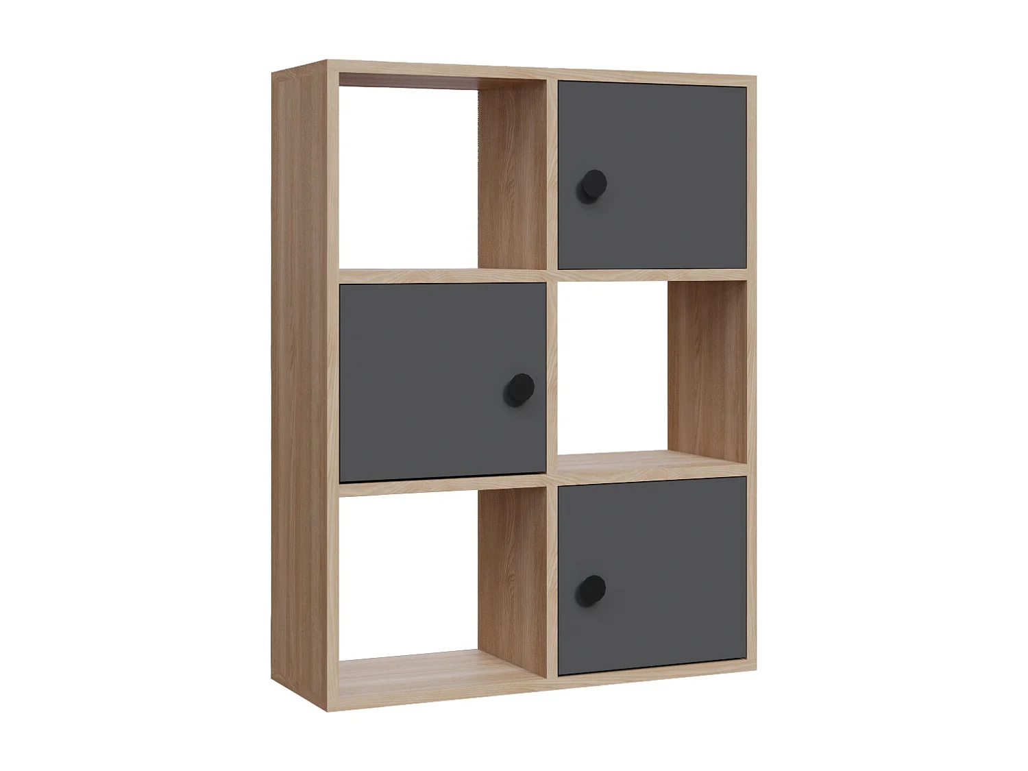 Bibliothèque Tilton 94 cm Armoires et Etagères ouvertes (Chêne et Anthracite )