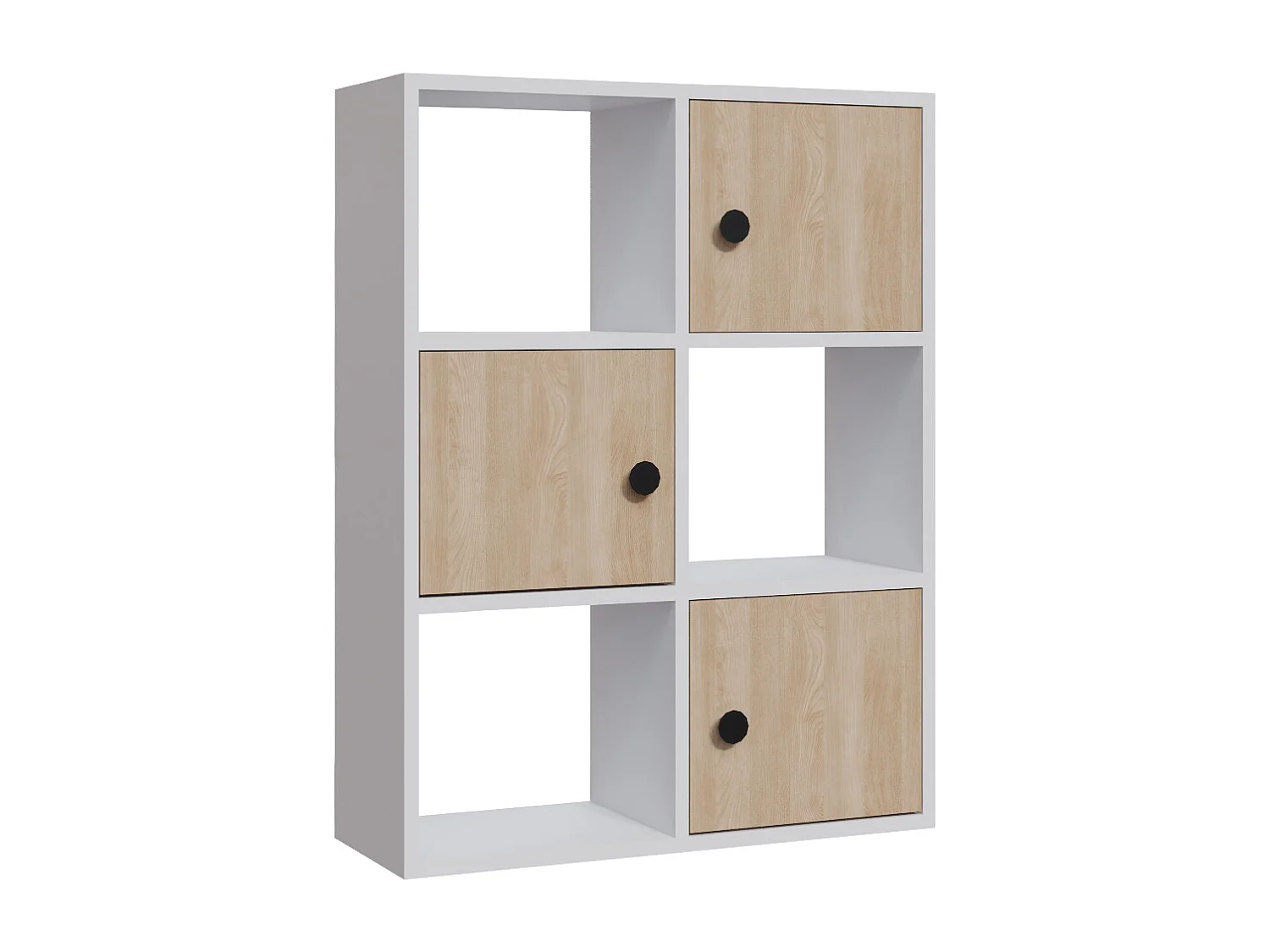 Bibliothèque Tilton 94 cm Armoires et Etagères ouvertes (Blanc et Chêne)