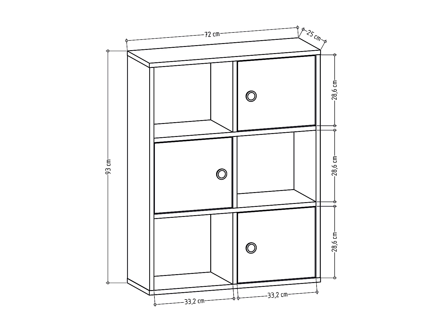 Bibliothèque Tilton 94 cm Armoires et Etagères ouvertes (Blanc et Chêne)