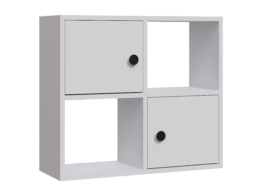 Bibliothèque Tuttle minimaliste avec deux étageres et deux armoires 63 cm H  (Blanc)