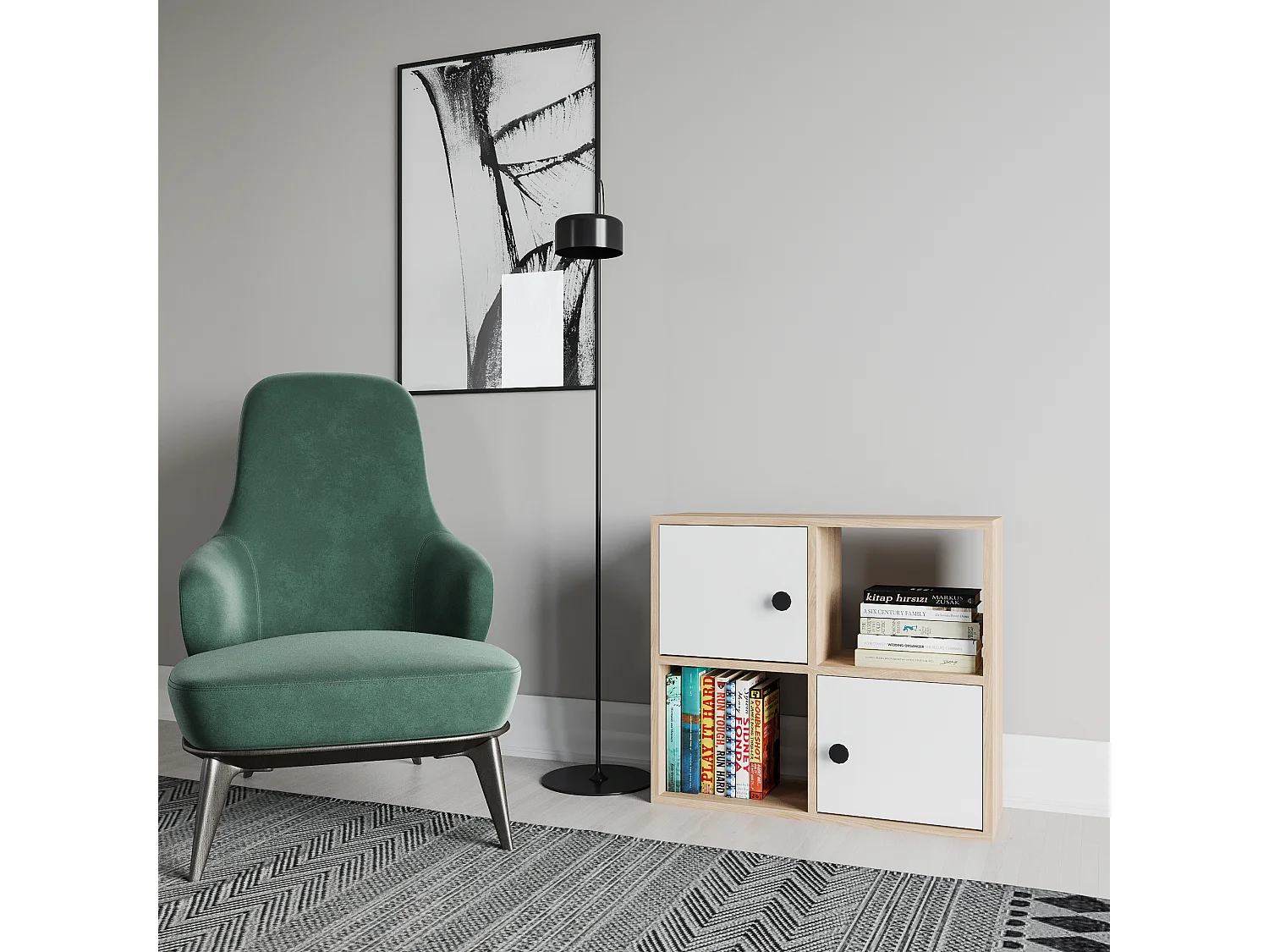 Decorotika Tuttle 2-tier and 2 Cabinets Bookcase