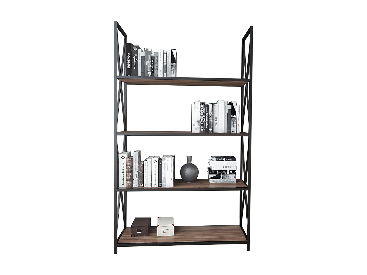 Decorotika Xena Metal 4-tier Bookcase Bookshelf Shelving and Display Unit
