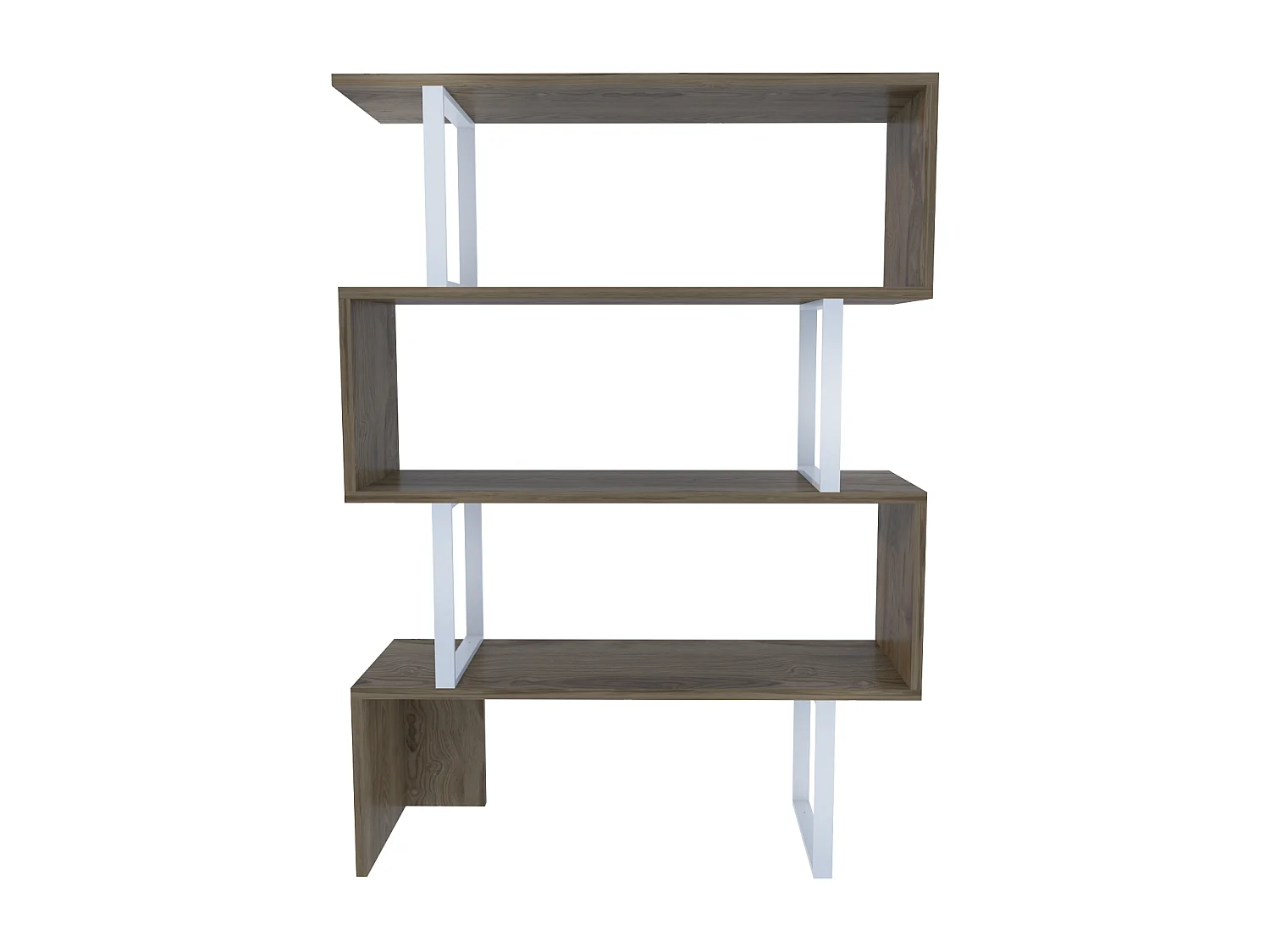 Bibliothèque Adriana, metal et panneaux particules, 5 étagères  (Oud et Blanc)