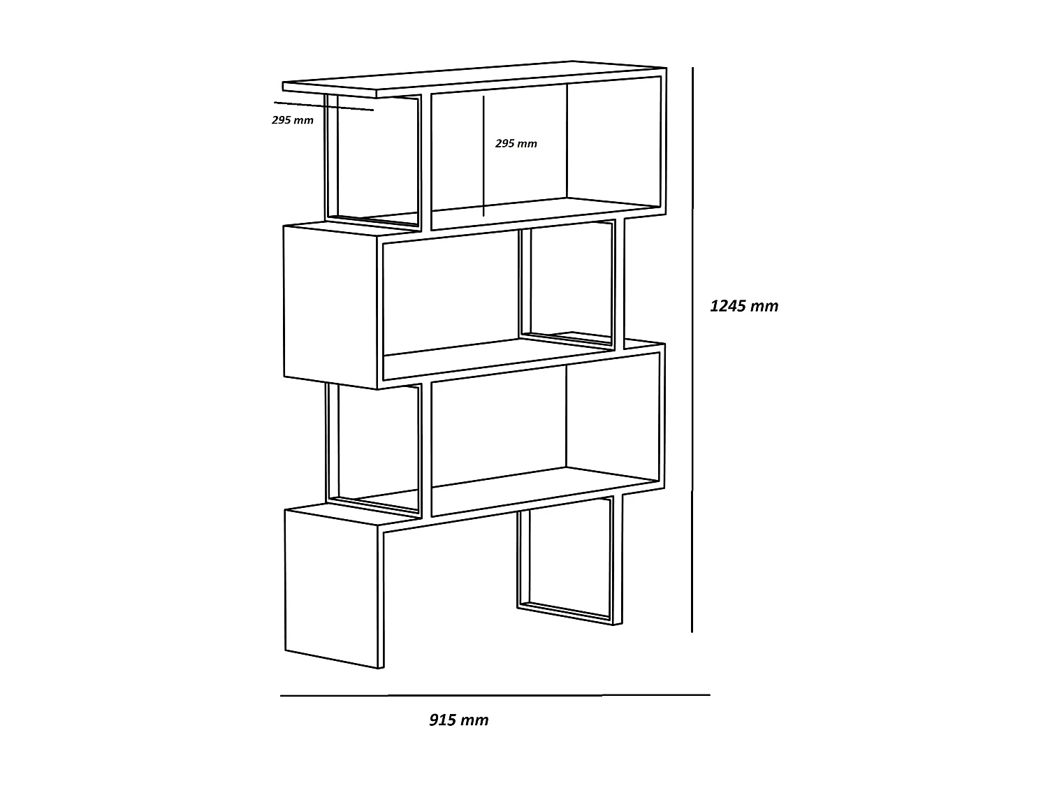 Bibliothèque Adriana, metal et panneaux particules, 5 étagères  (Oud et Blanc)