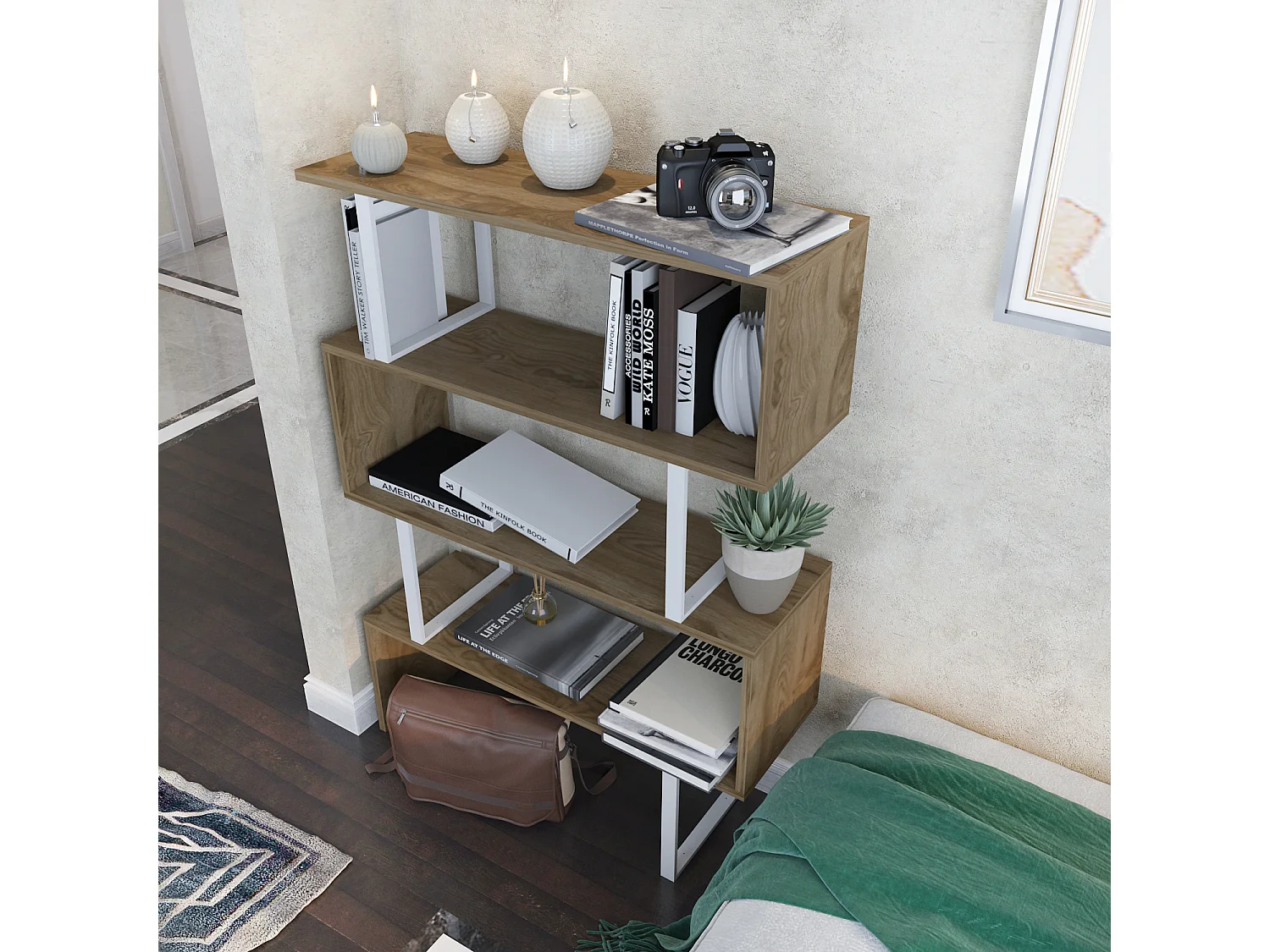 Decorotika Adriana Bookcase with Metal Frame -  90 cm W x 120 cm H x 30 cm D
