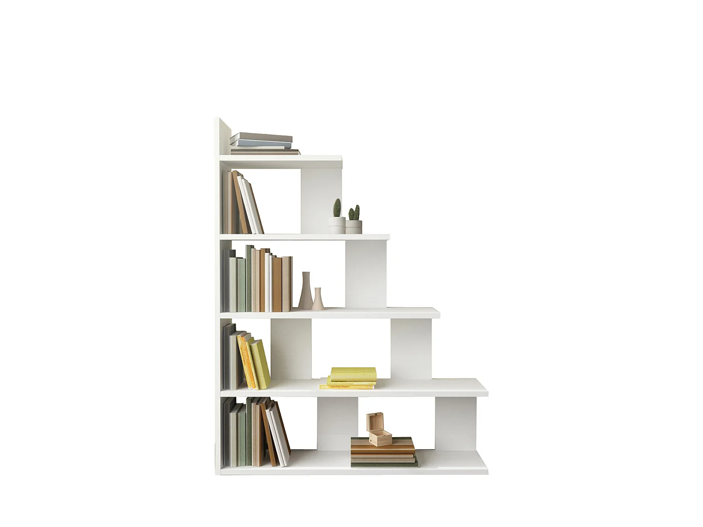 Bibliothèque échelle 120 cm et 5 étagères, design reversible (Blanc)