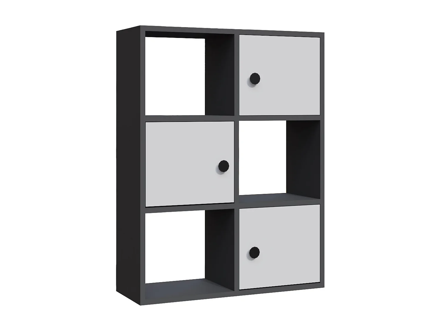 Bibliothèque Tilton 94 cm Armoires et Etagères ouvertes (Anthracite et Blanc)