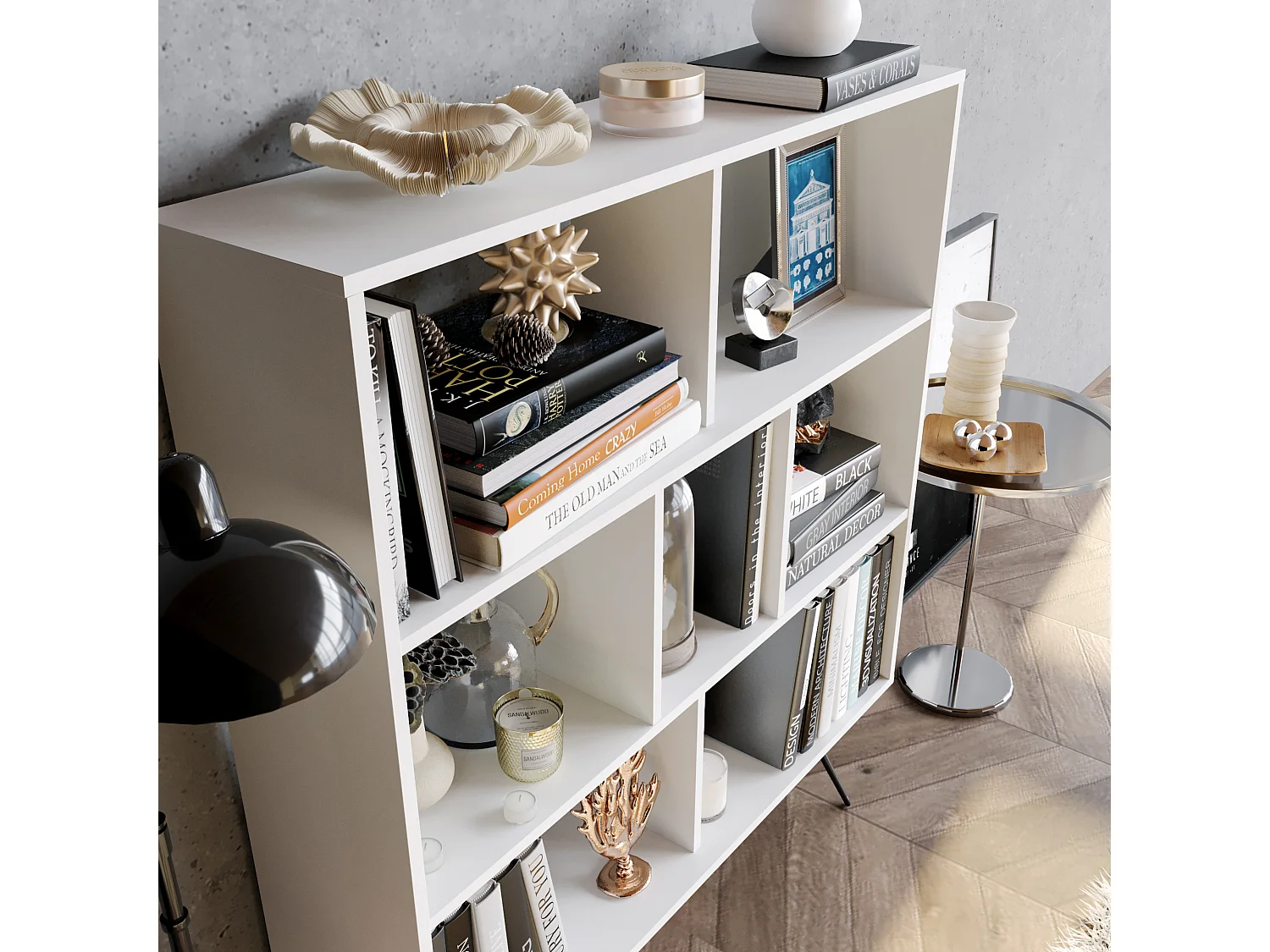 Bibliothèque Mistico avec les pieds en métal (Blanc)