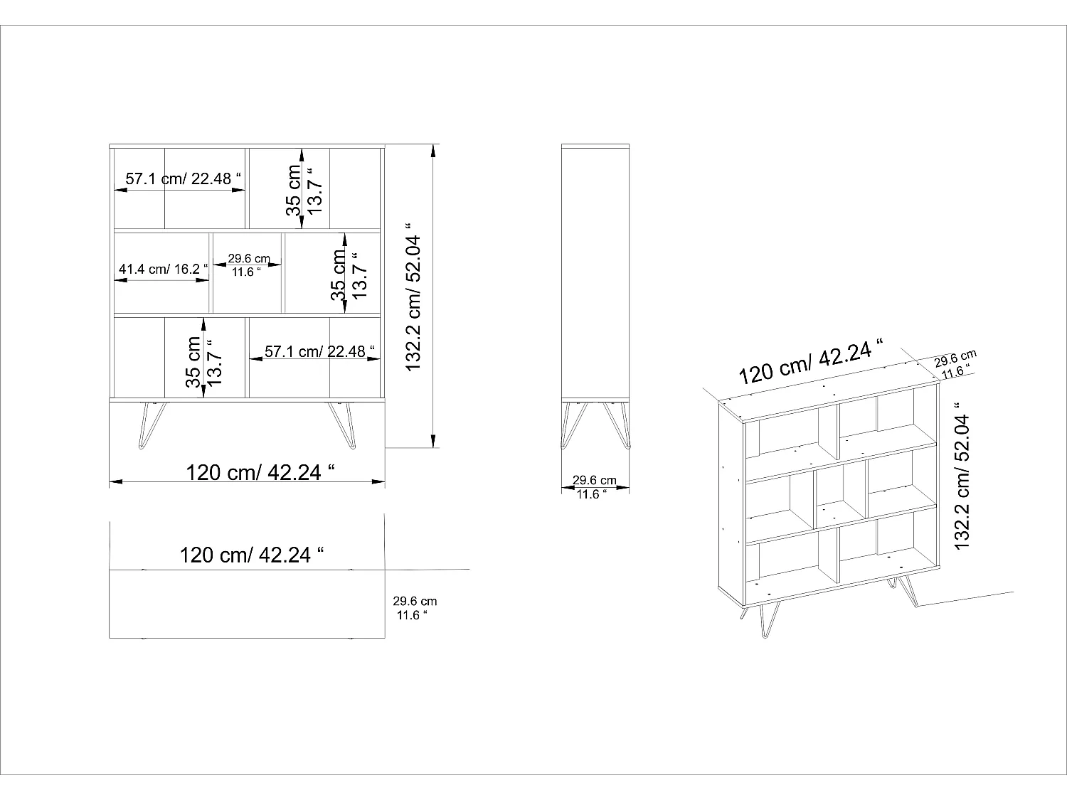 Bibliothèque Mistico avec les pieds en métal (Blanc)