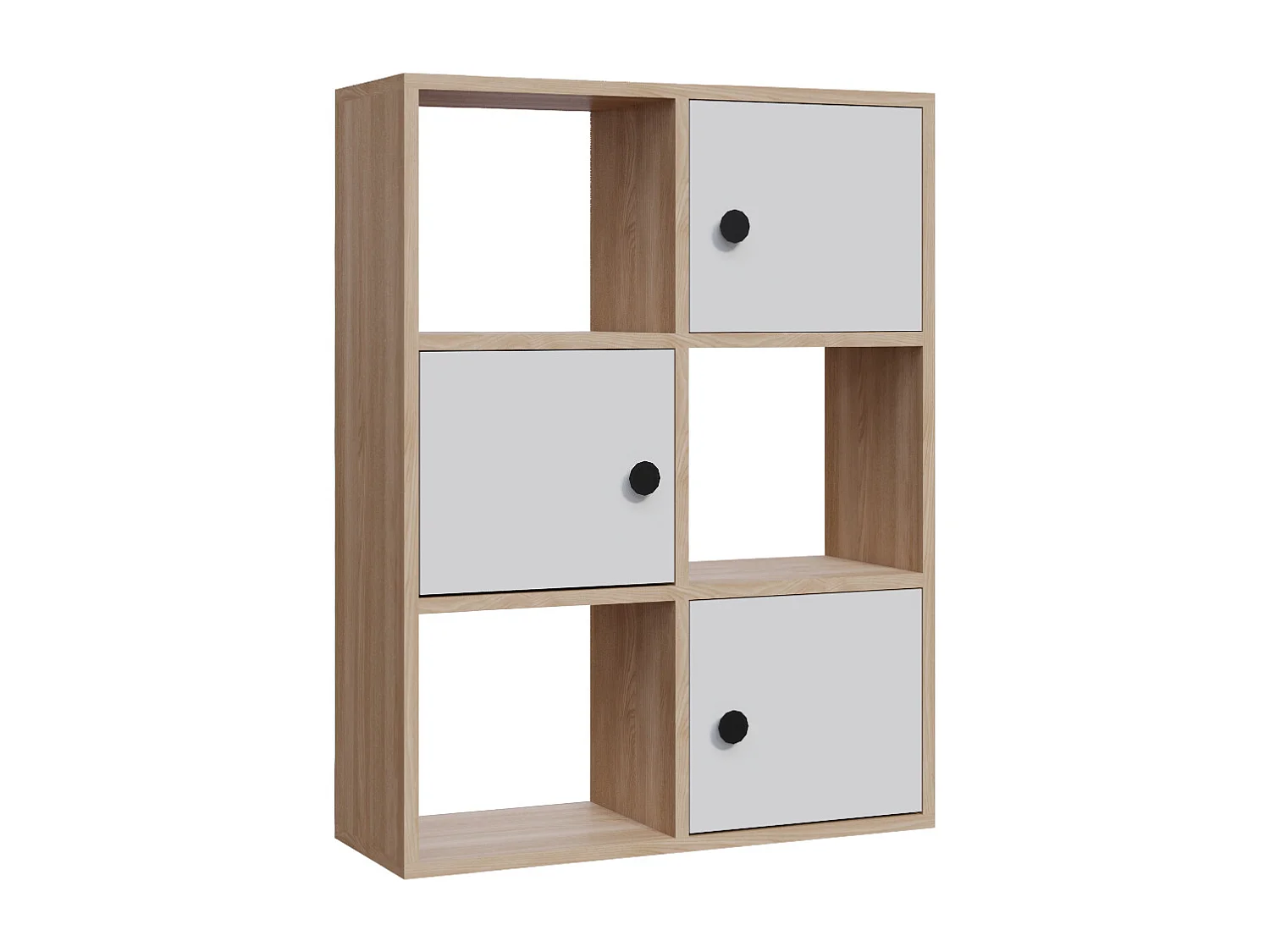 Bibliothèque Tilton 94 cm Armoires et Etagères ouvertes (Chêne et Blanc)