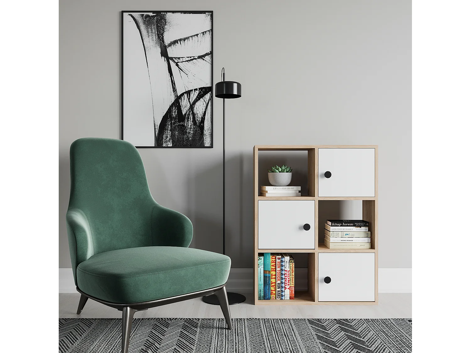 Decorotika Tilton 3-tier and 3 Cabinets Bookcase