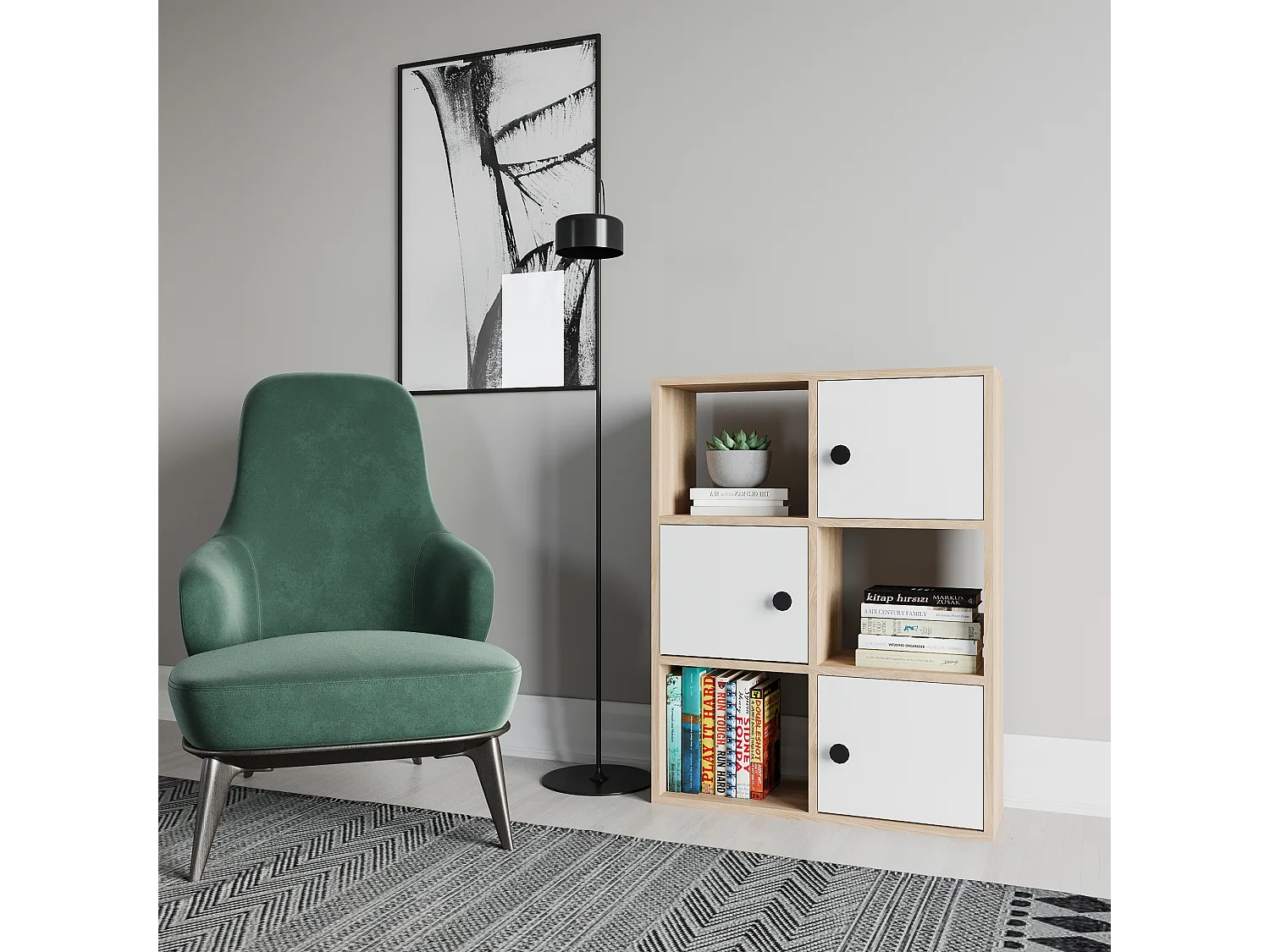 Decorotika Tilton 3-tier and 3 Cabinets Bookcase