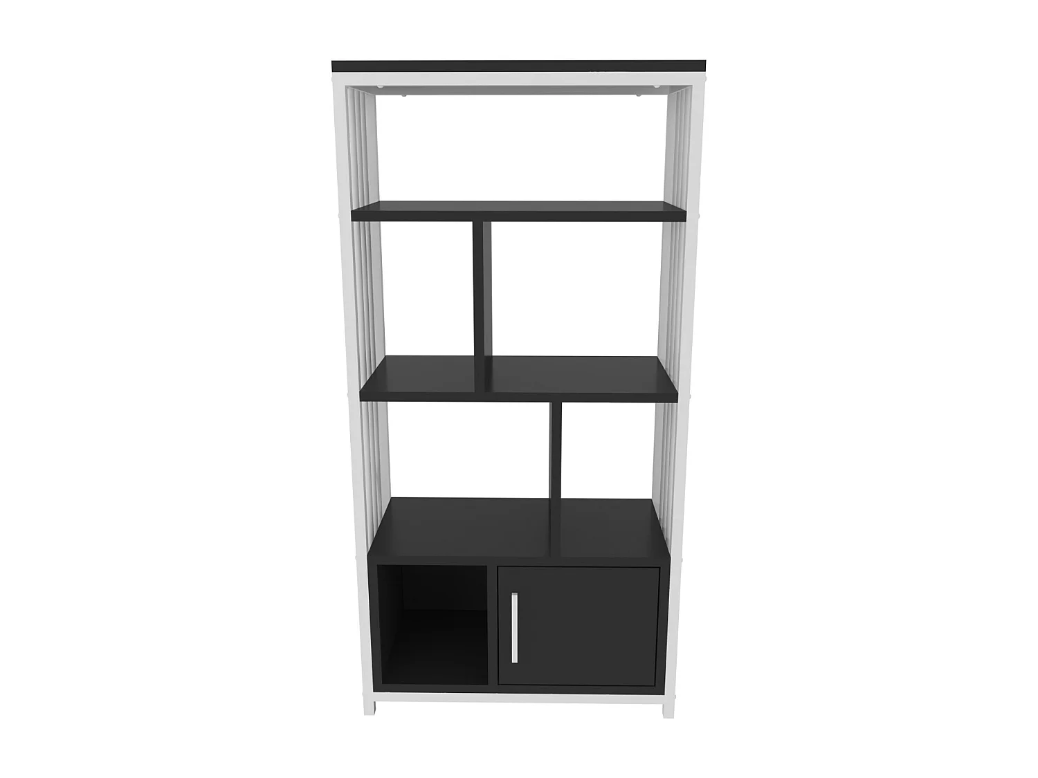 Decorotika Valero 3-tier Bookcase with Metal Frame and Cabinet - W 60 cm x H 120 cm x D 29.6 cm