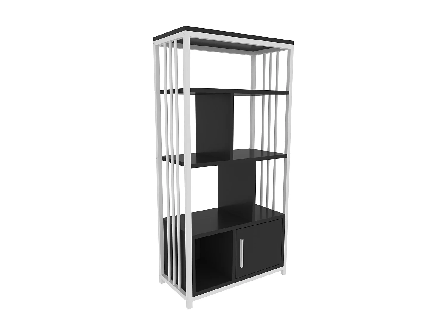 Decorotika Valero 3-tier Bookcase with Metal Frame and Cabinet - W 60 cm x H 120 cm x D 29.6 cm