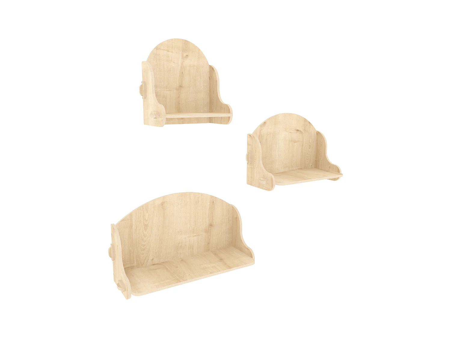 Set des étagères murales 3 pièces Silya MDF, fait à main, sans vis