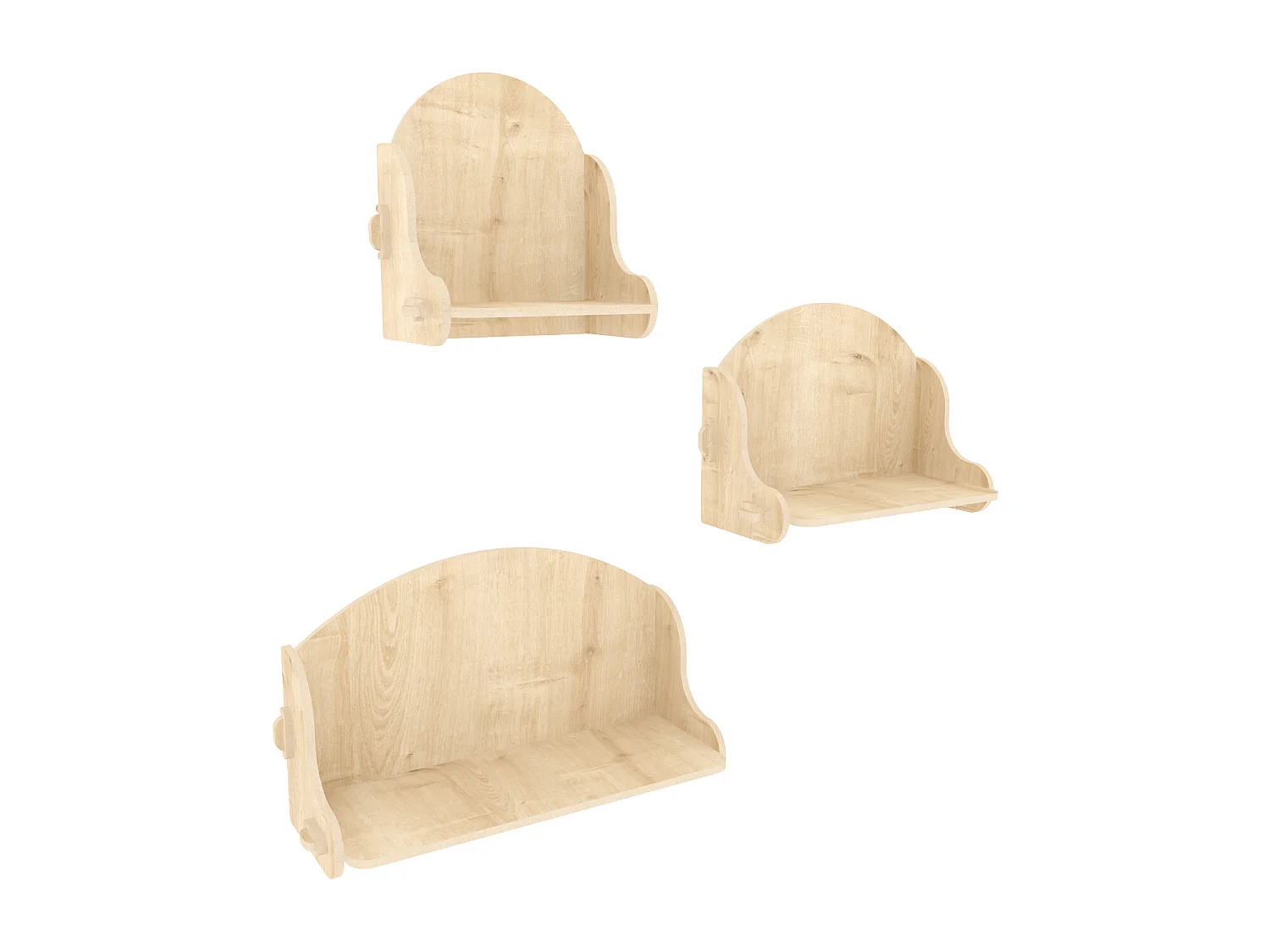 Set des étagères murales 3 pièces Silya MDF, fait à main, sans vis