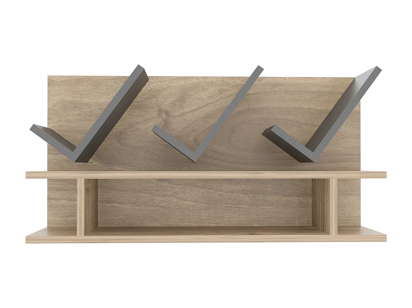 Etagère murale Larissa 90 cm design géometrique (Noyer et Anthracite)