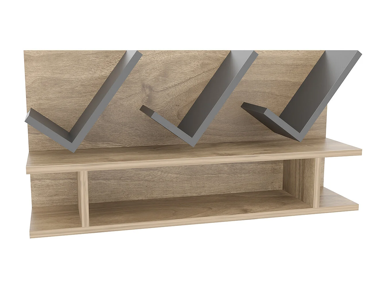 Etagère murale Larissa 90 cm design géometrique (Noyer et Anthracite)