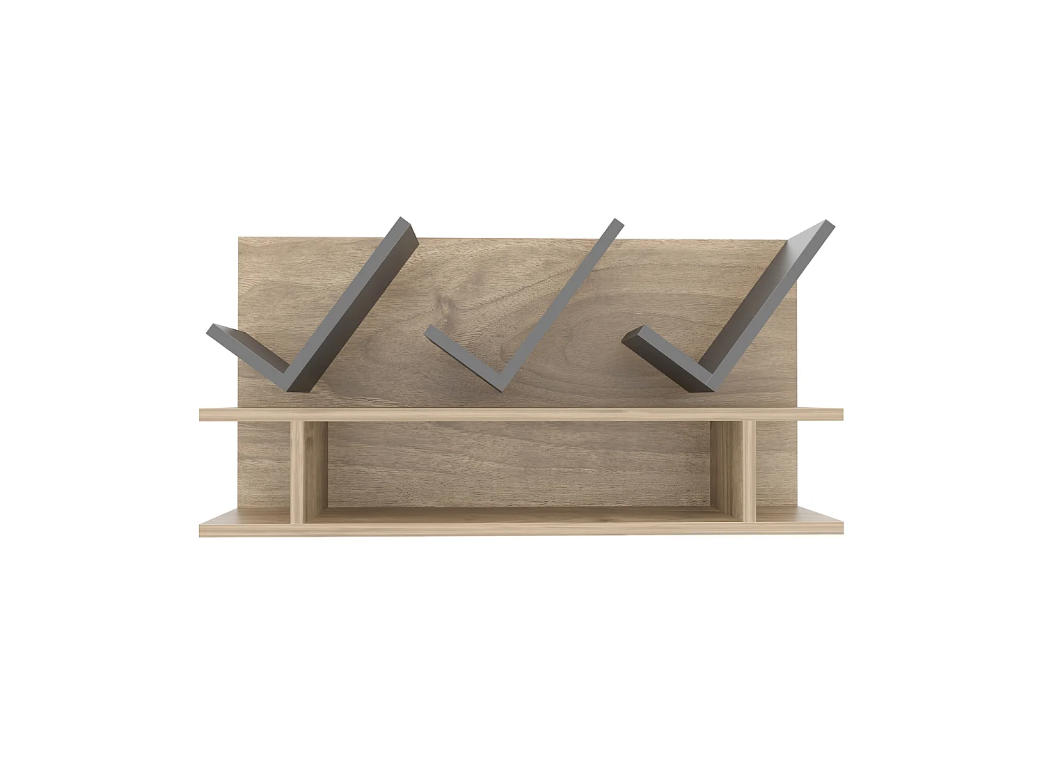 Etagère murale Larissa 90 cm design géometrique (Noyer et Anthracite)
