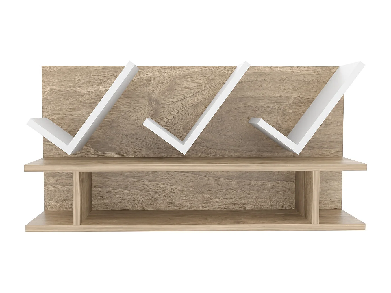 Etagère murale Larissa 90 cm design géometrique (Noyer et Blanc)