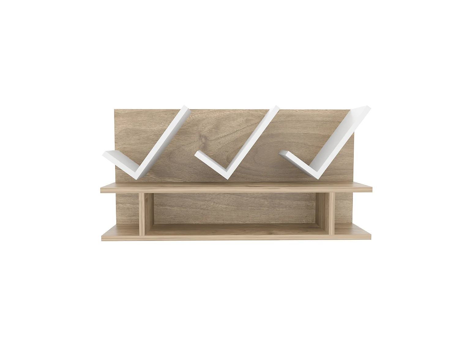 Etagère murale Larissa 90 cm design géometrique (Noyer et Blanc)