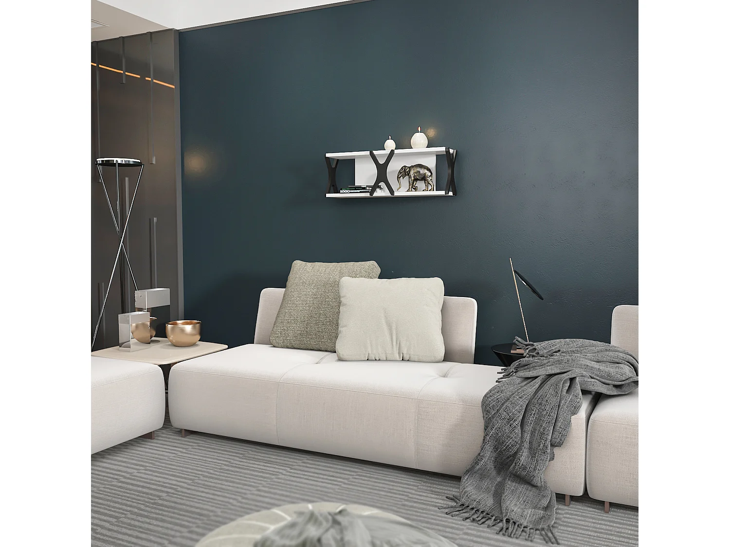 Étagère murale flottante Seza, 72 cm (Noir et blanc)