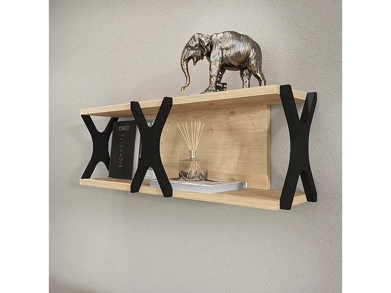 Étagère murale flottante Seza, 72 cm (Chêne et noir)