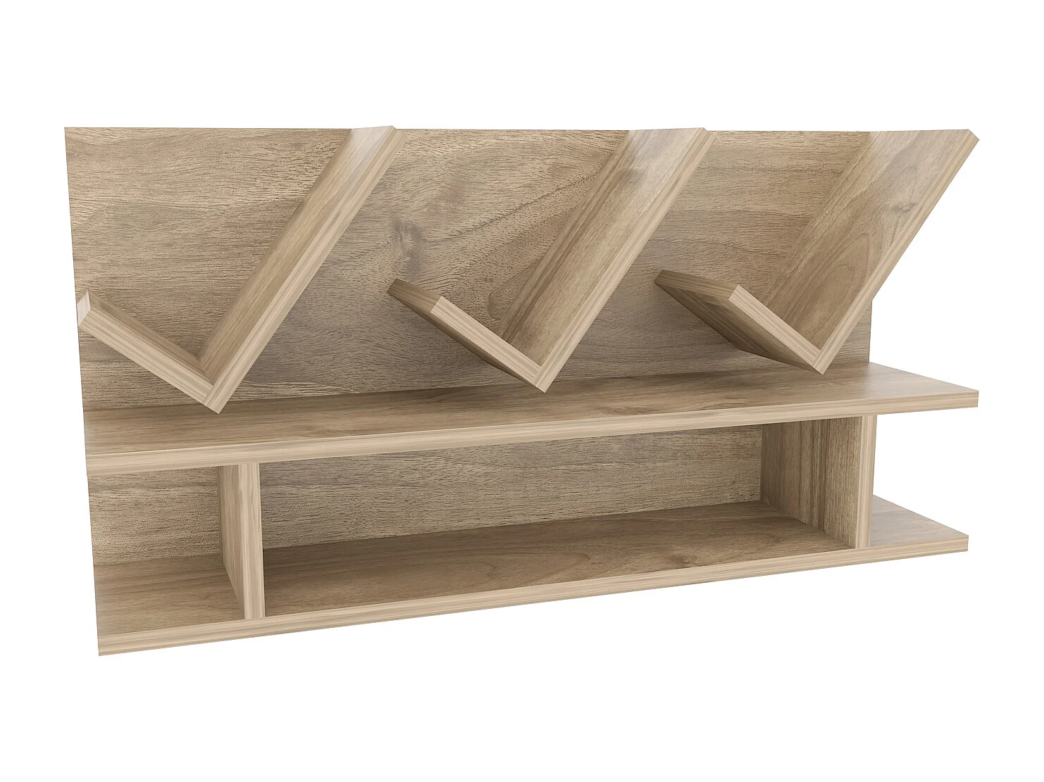 Etagère murale Larissa 90 cm design géometrique (Noyer)