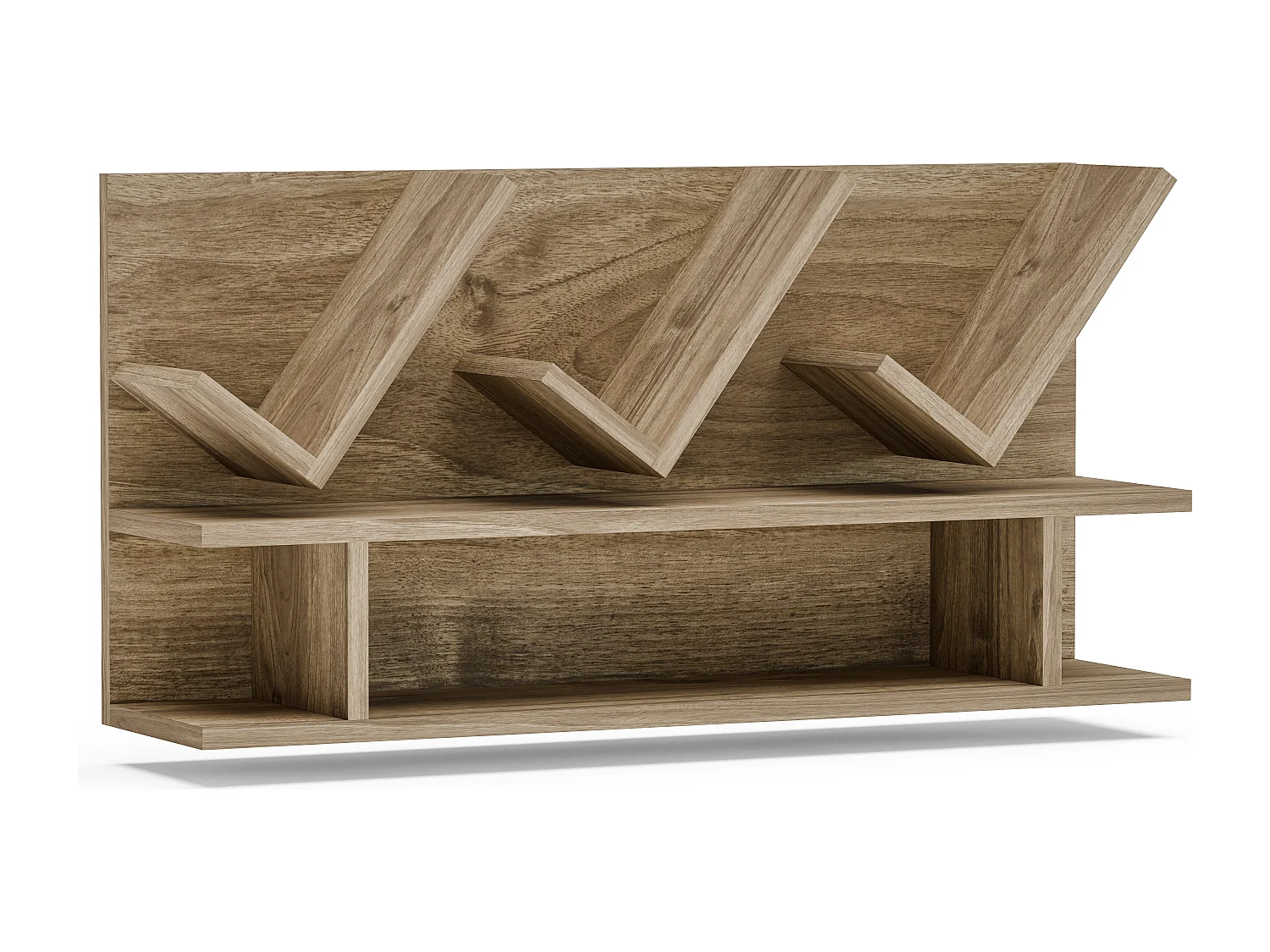 Etagère murale Larissa 90 cm design géometrique (Noyer)