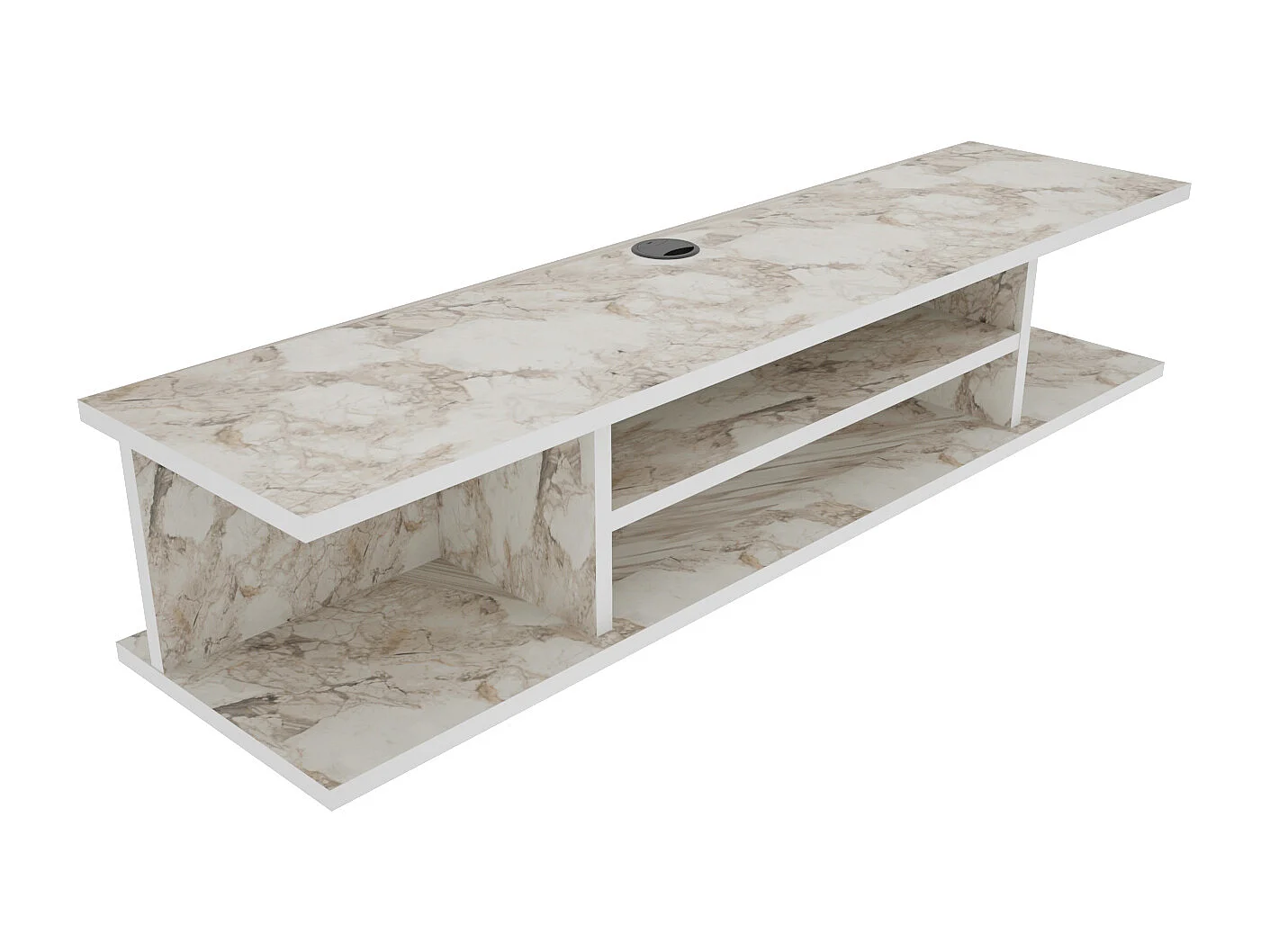 Meuble TV mural de 120 cm Pivot (Effet marbre blanc)