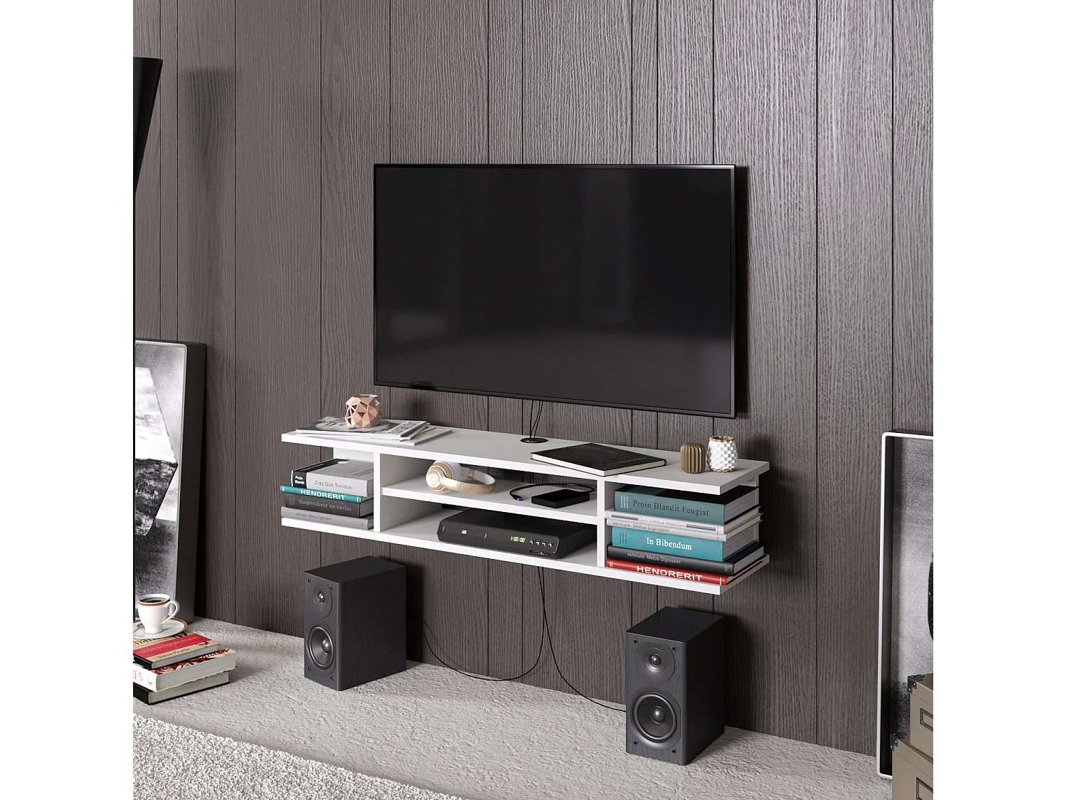 Meuble TV mural de 120 cm Pivot (Blanc)