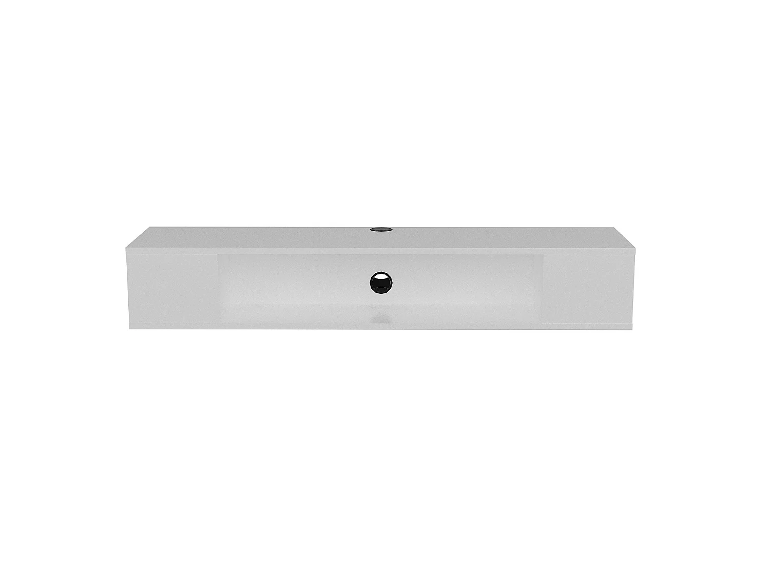 Meuble TV mural Peti flottant, compartiments ouverts, 135 cm, passage de câbles (Blanc)