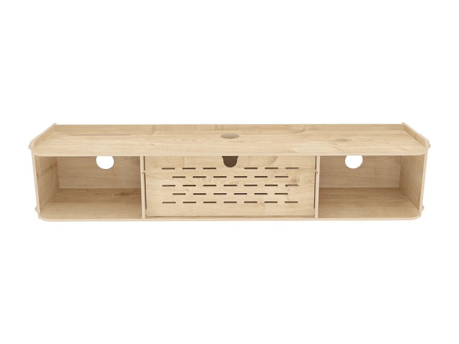 Meuble TV flottant Sima 116 cm avec placards et étagères