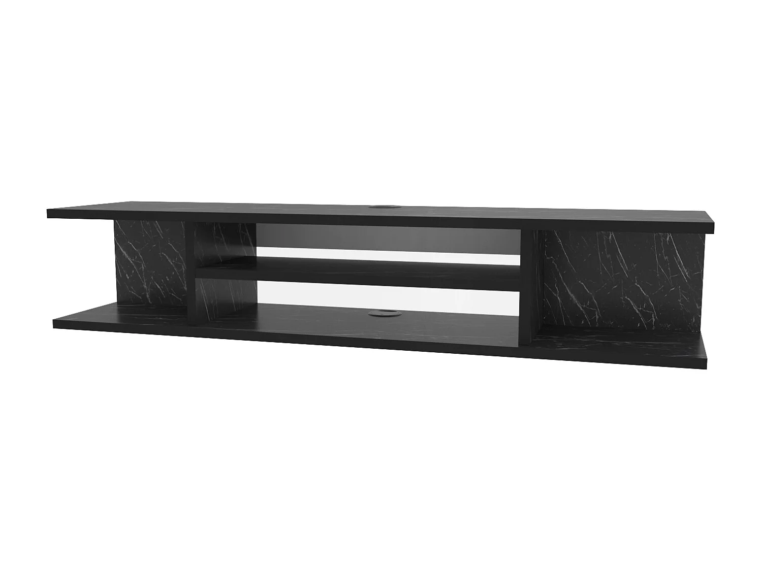 Meuble TV mural de 120 cm Pivot (Effet marbre noir)